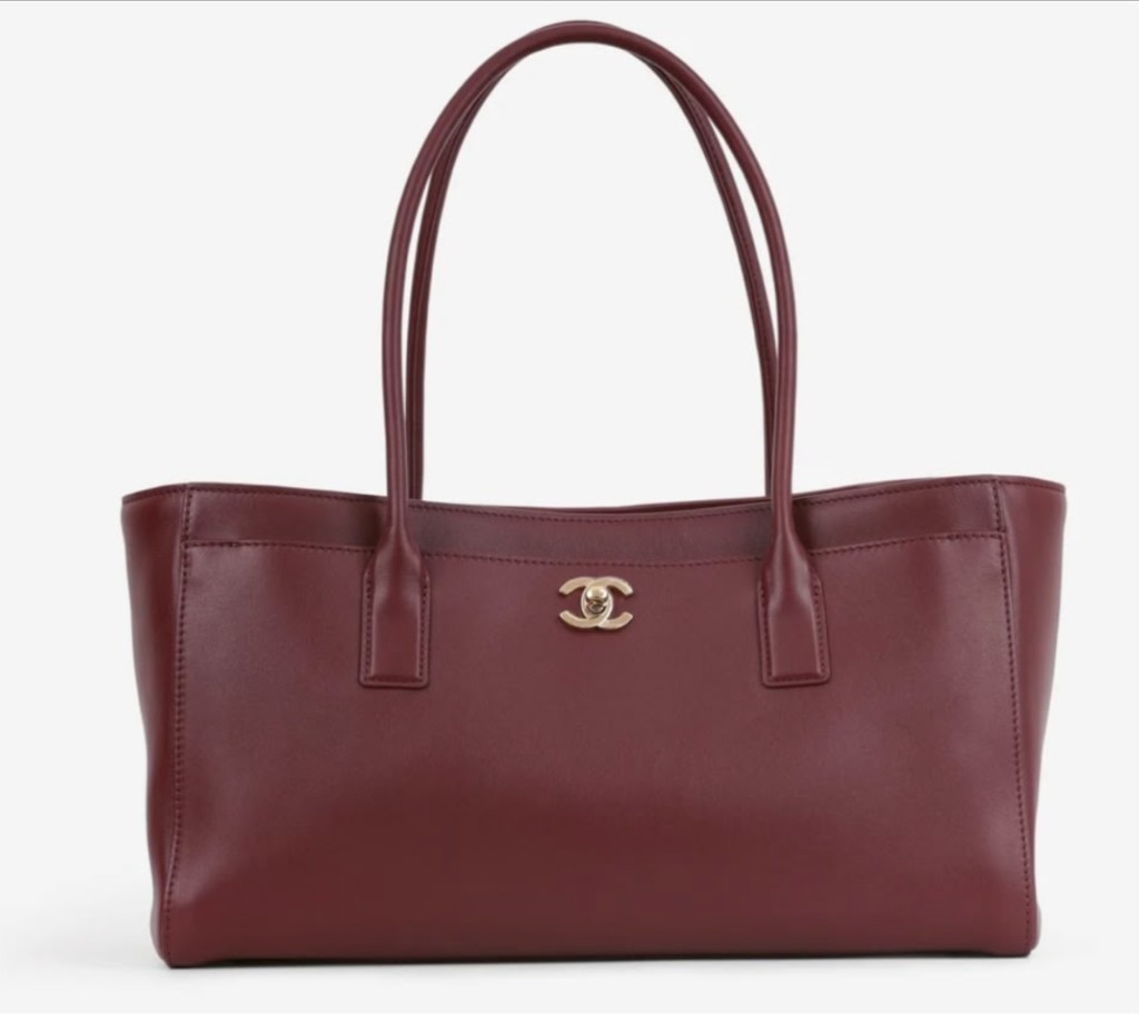 Chanel Executive Tote in burgundy calfskin with gold CC turn-lock